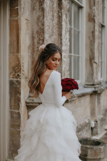 White Long A-line Tulle Sleeveless Open Back Wedding Dresses with Sleeves - YESBABYONLINE