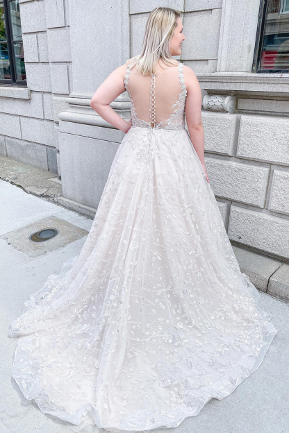 Charming Long A-Line Appliques Lace Sweetheart Wide Straps Ruffles Tulle Wedding Dress - YESBABYONLINE