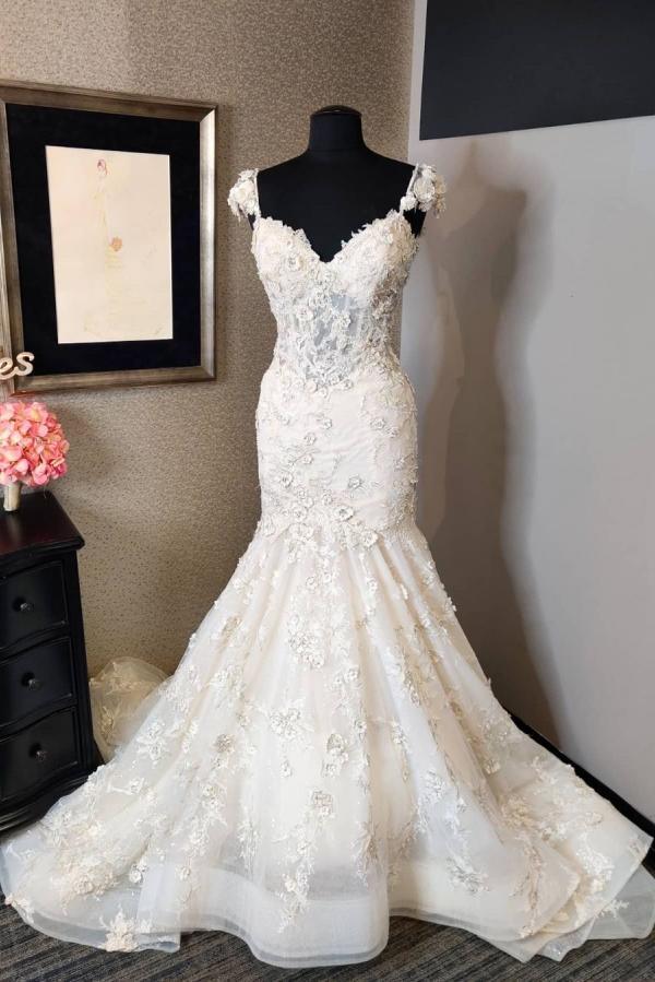 Long Sweetheart Backless Lace Mermaid Wedding Dress - YESBABYONLINE