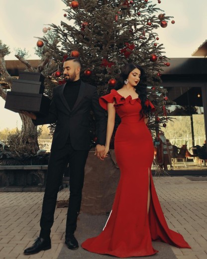 Off the Shoulder Red Prom Dresses Evening dresses long - YESBABYONLINE