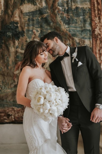 Gorgeous Long Mermaid Strapless Floor Length Tulle Lace Wedding Dress - YESBABYONLINE