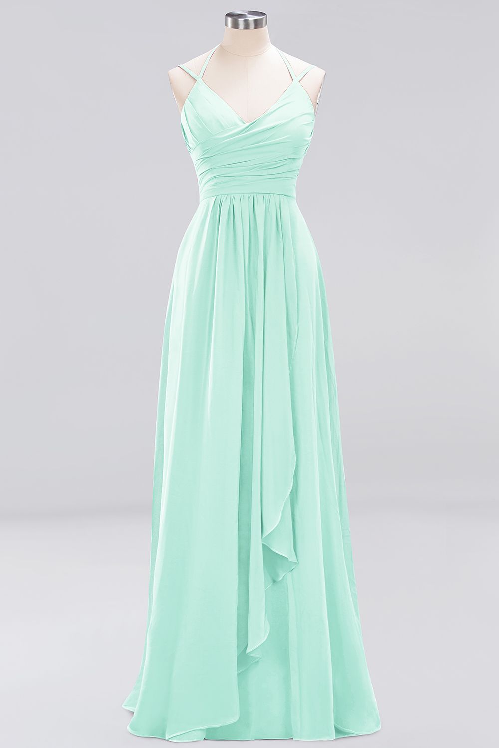 A-line Spaghetti Straps Sleeveless Ruffles Floor-Length Bridesmaid Dresses - YESBABYONLINE