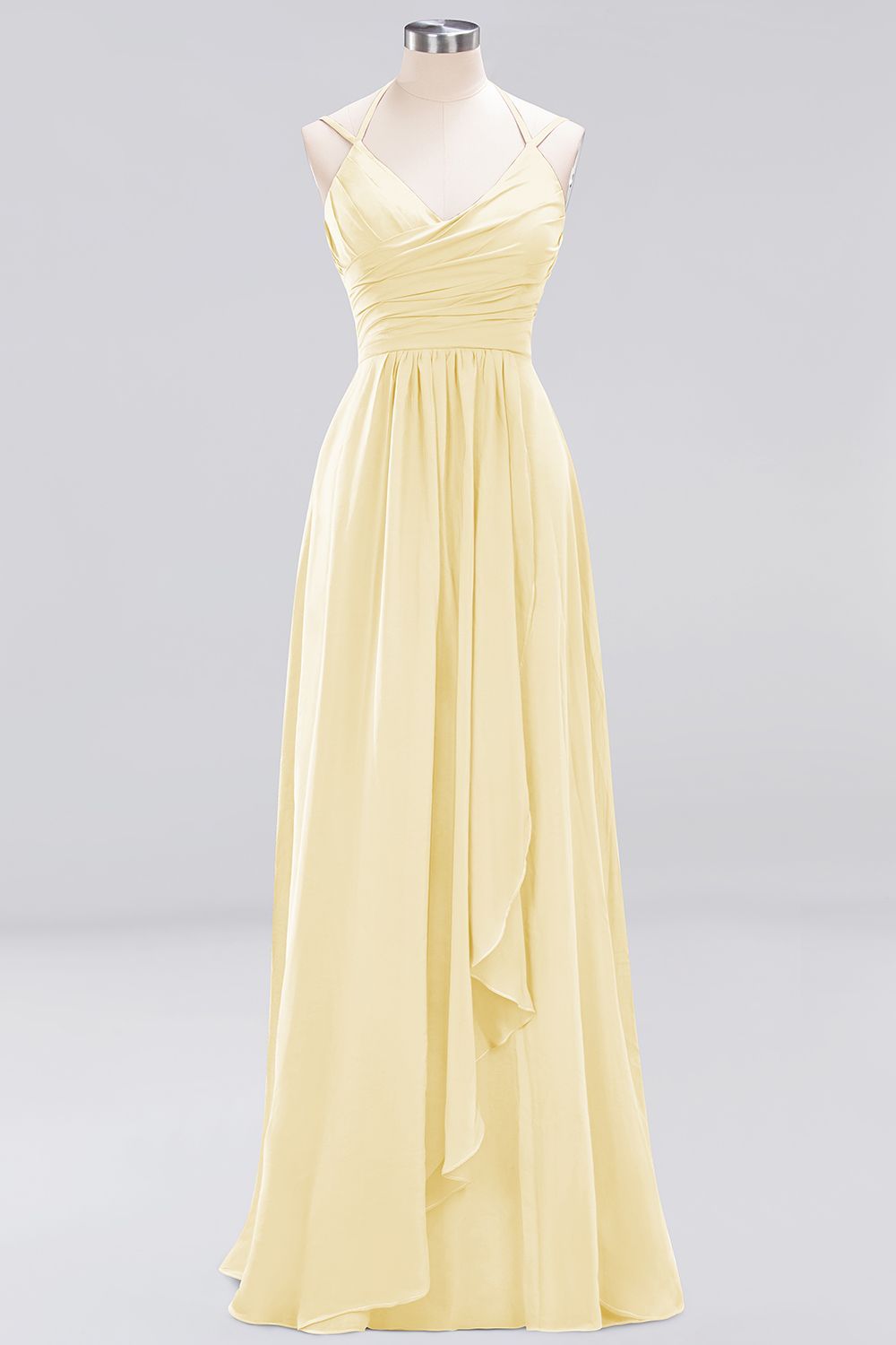 A-line Spaghetti Straps Sleeveless Ruffles Floor-Length Bridesmaid Dresses - YESBABYONLINE