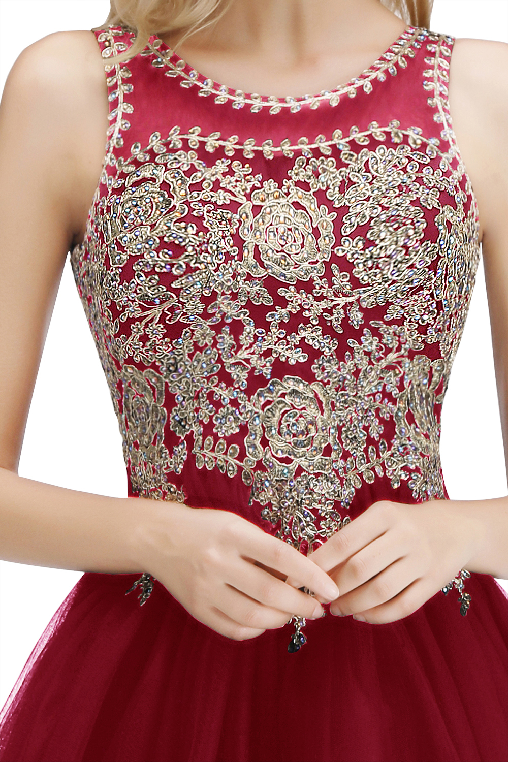 Short A-line Tulle Lace Homecoming Dress with Beadings - YESBABYONLINE