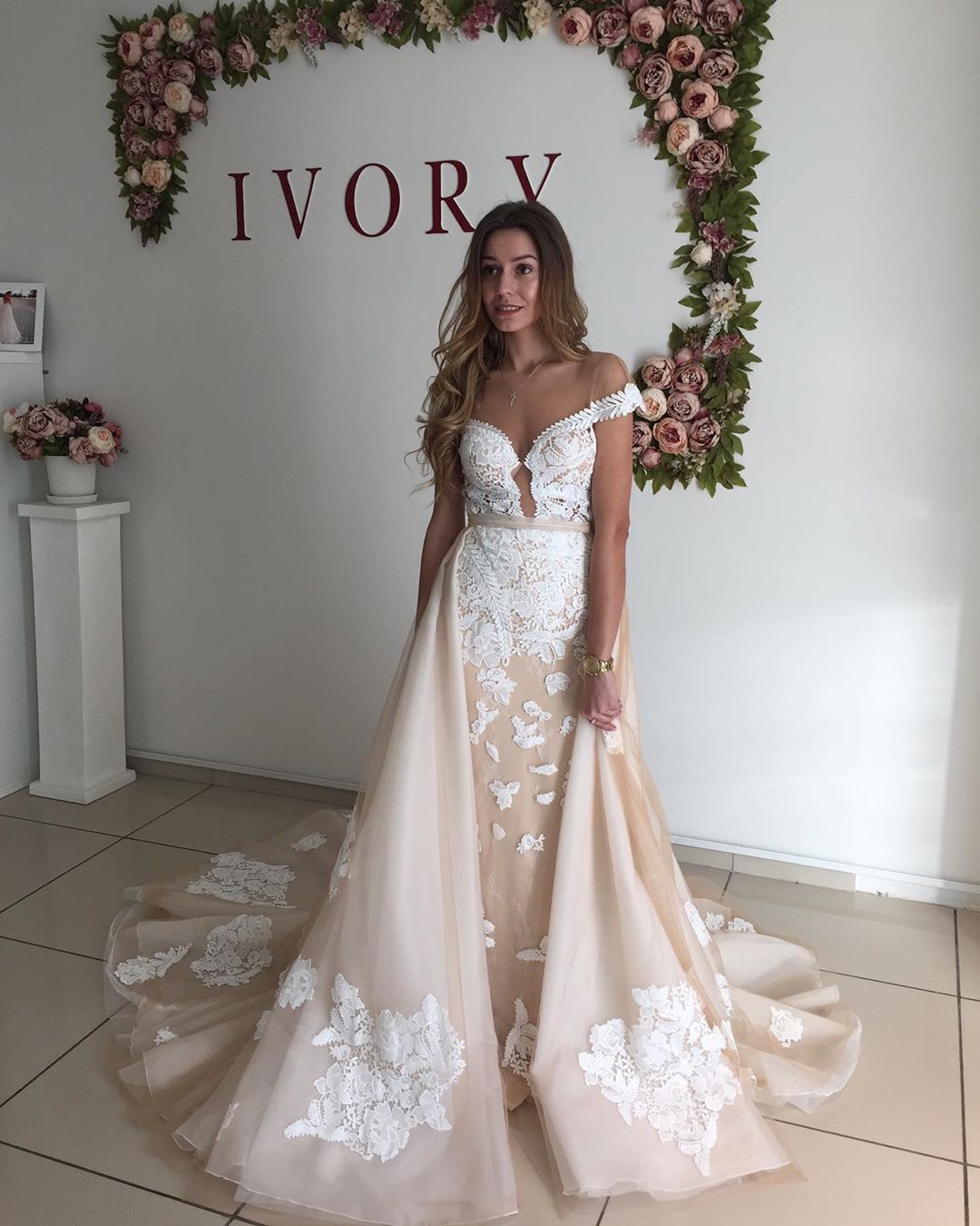 Long Mermaid Sweetheart Applique Lace Tulle Backless Wedding Dresses With Detachable Skirt - YESBABYONLINE
