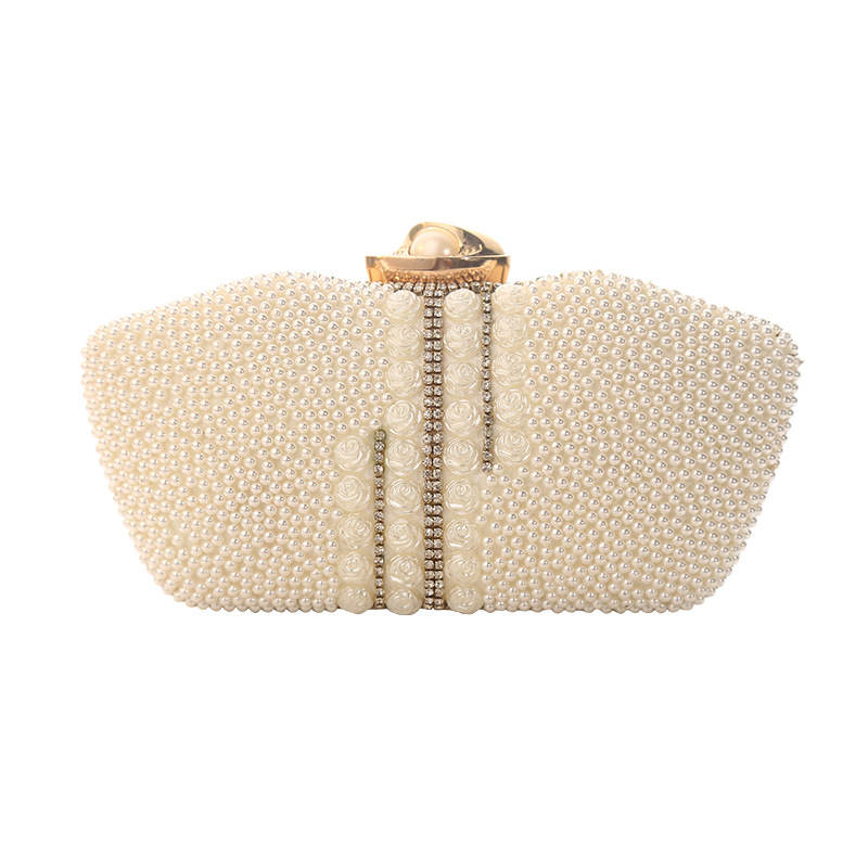 Exquisite Champagne Handbag Covered in Pearls
