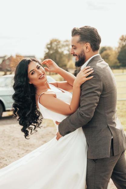 Elegant Long V-Neck A-Line Sleeveless Satin Wedding Dress with Ruffles - YESBABYONLINE