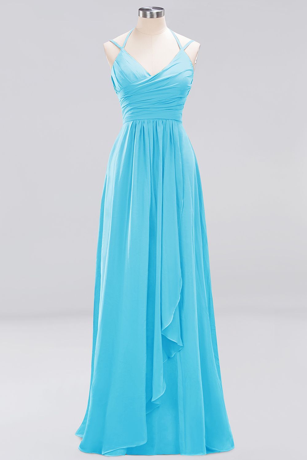 A-line Spaghetti Straps Sleeveless Ruffles Floor-Length Bridesmaid Dresses - YESBABYONLINE