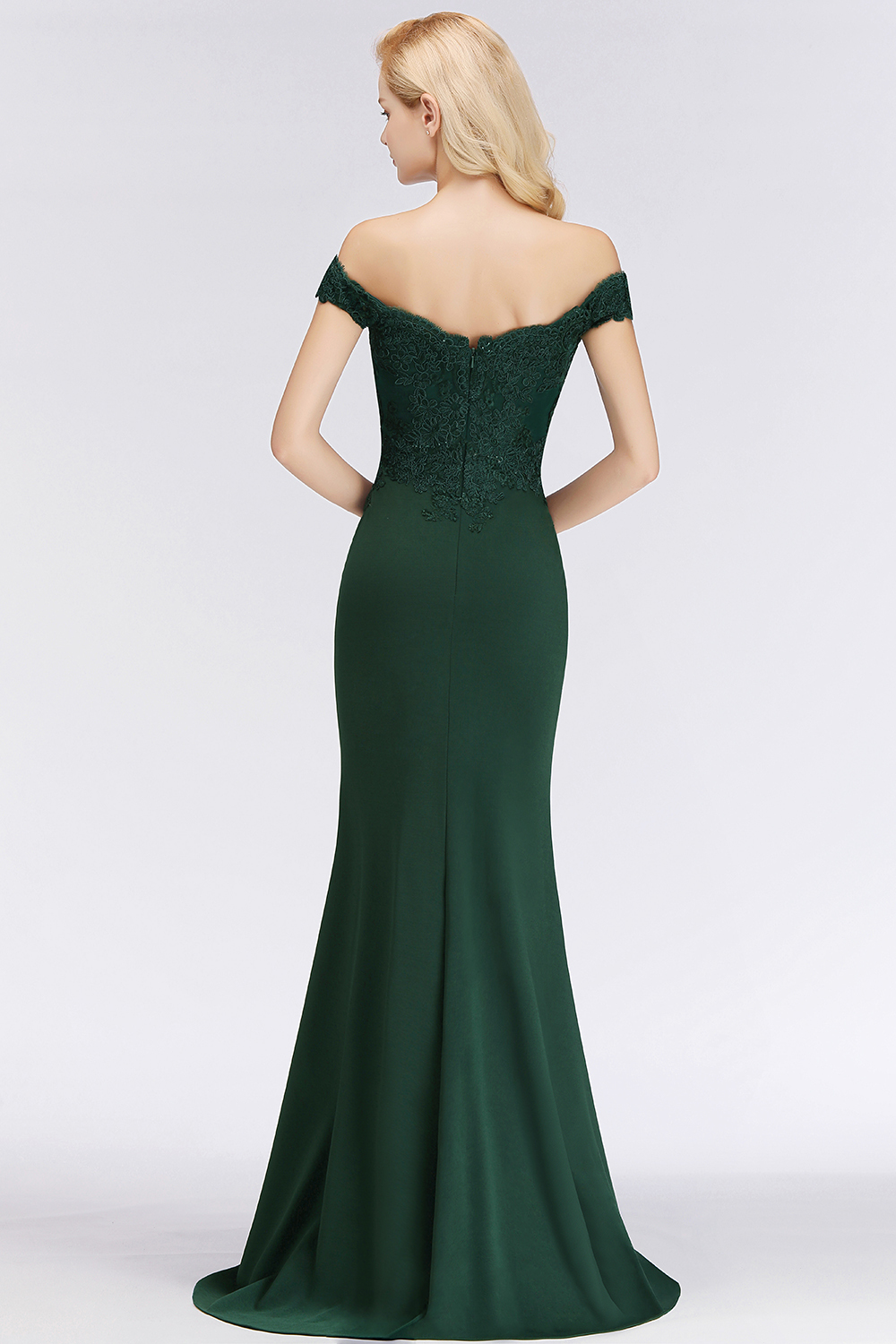 Elegant Long Mermaid Off The Shoulder Satin Appliques Lace Floor Length Bridesmaid Dresses - YESBABYONLINE