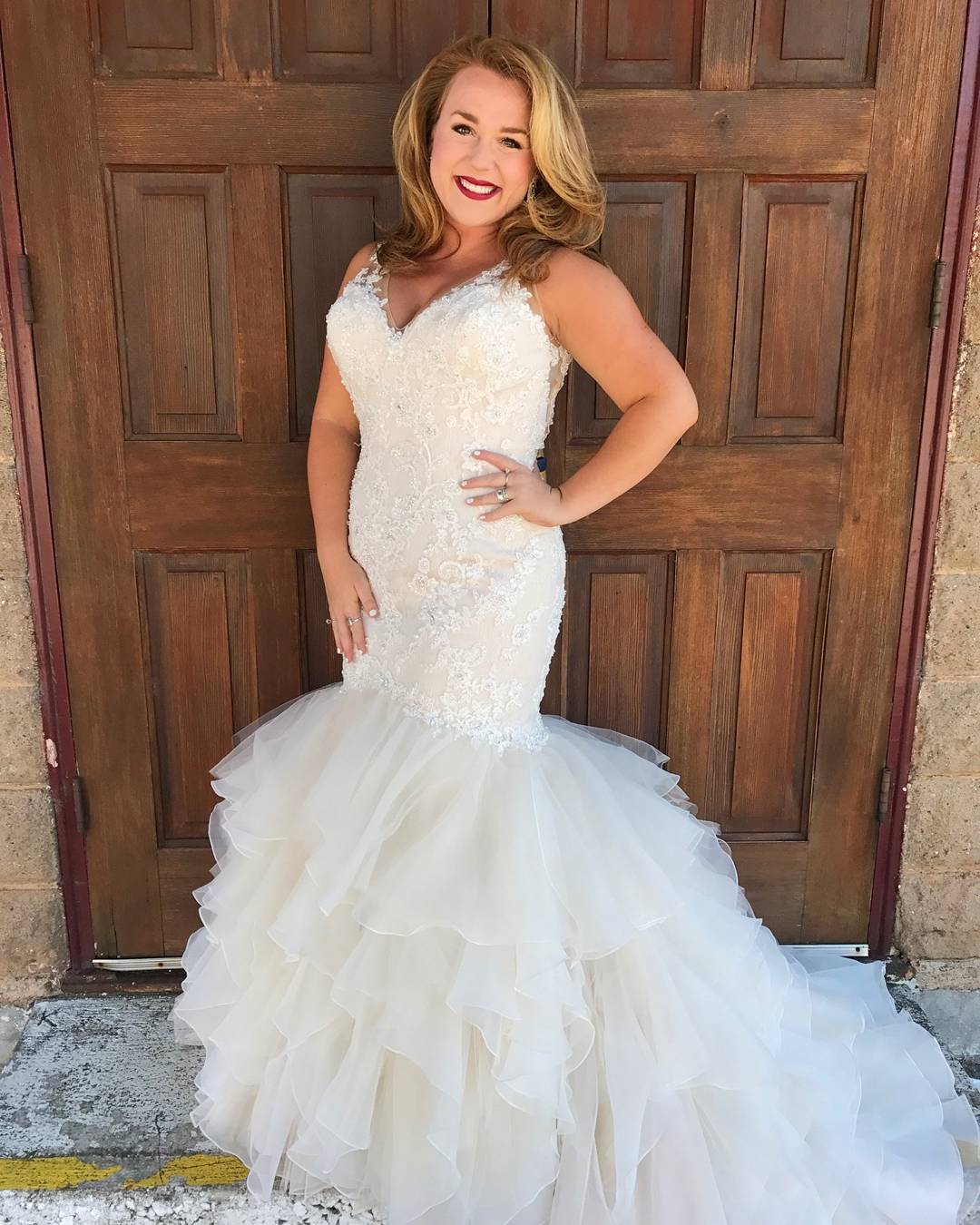 Long Mermaid Sweetheart Ruffles Applique Lace Tulle Wedding Dresses - YESBABYONLINE