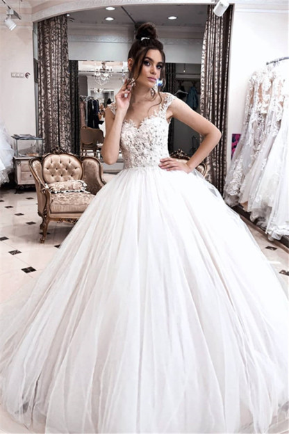 Straps Sweetheart Beaded Floor Length Ball Gown Wedding Dresses - YESBABYONLINE