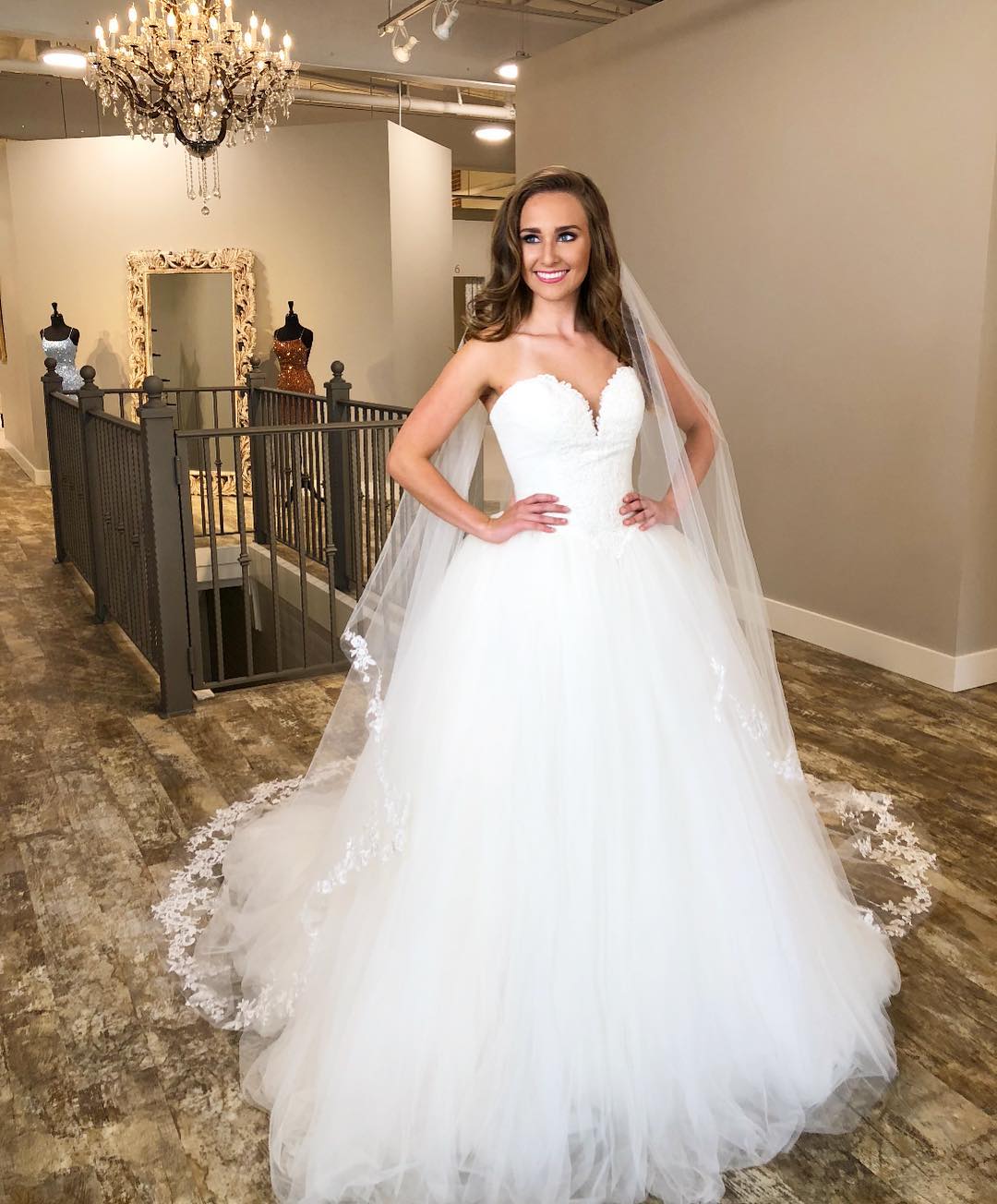 Long Ball Gown Sweetheart Applique Tulle Wedding Dresses - YESBABYONLINE