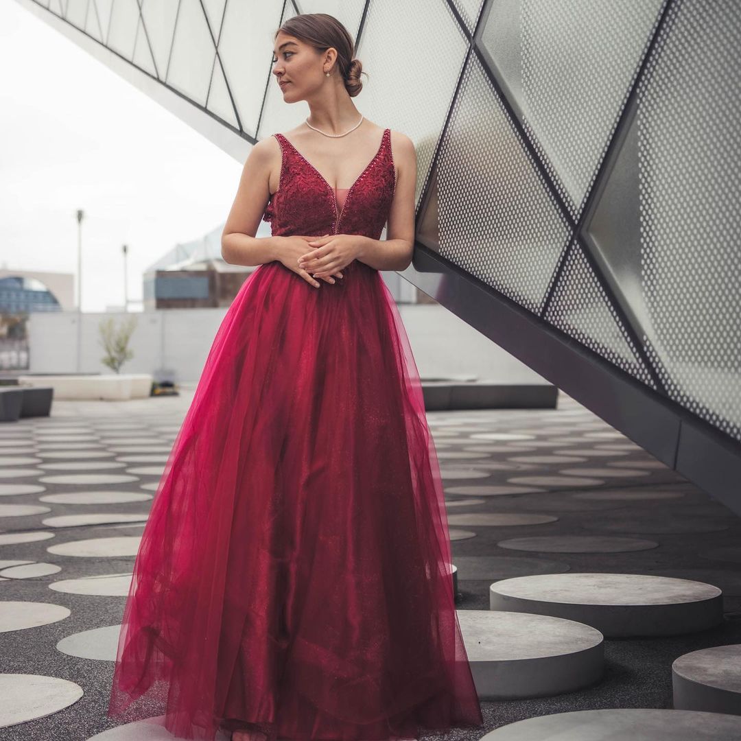 Burgundy Long A-line Sweetheart Sleeveless Tulle Lace Appliques Prom Dresses - YESBABYONLINE