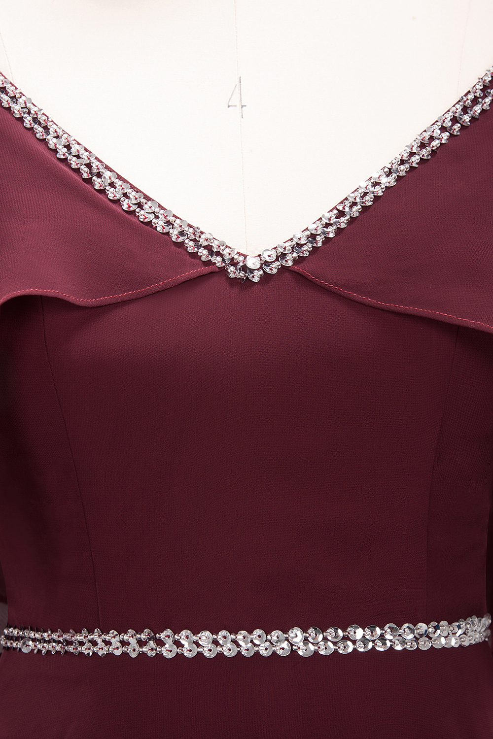 Elegant A-line V-Neck Spaghetti Straps Sleeveless Floor-Length Bridesmaid Dresses with Beading Sash - YESBABYONLINE