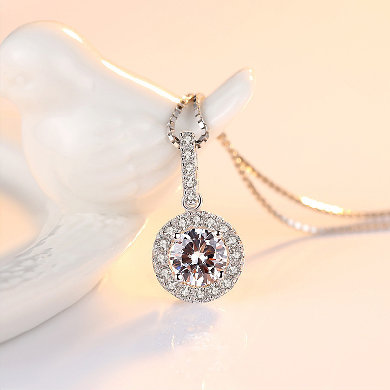 Luxurious Round Colored Gemstone Pendant Necklace