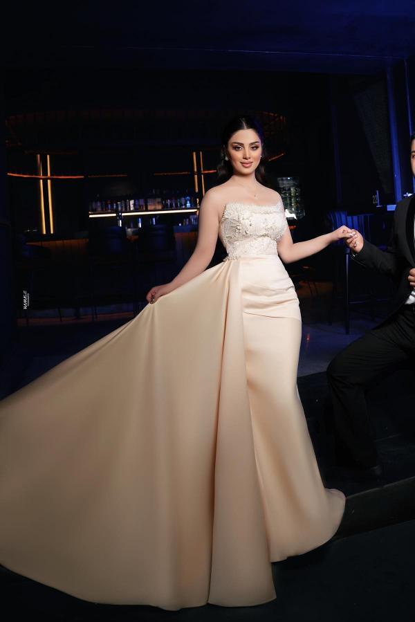 Long Strapless Mermaid Satin Prom Dresses with Train - YESBABYONLINE