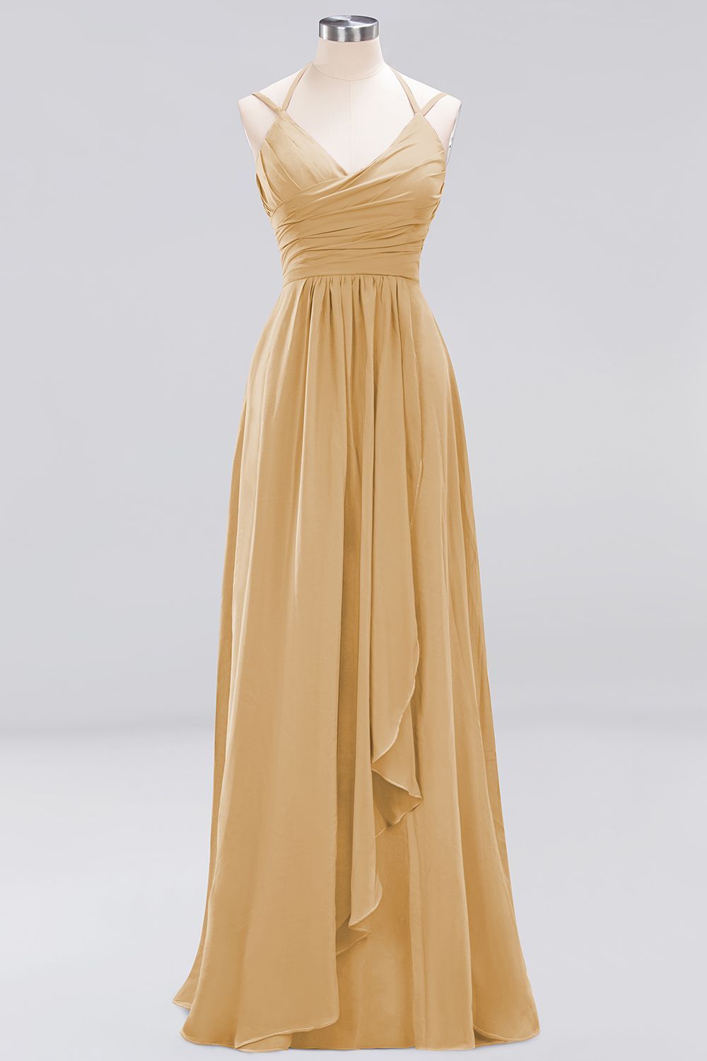 A-line Spaghetti Straps Sleeveless Ruffles Floor-Length Bridesmaid Dresses - YESBABYONLINE