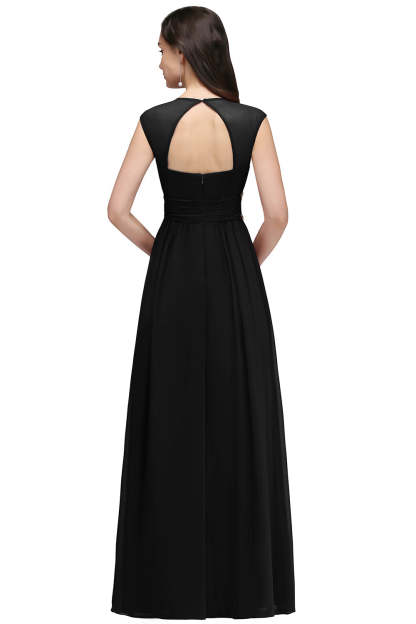 V Neck A Line Off The Shoulder Chiffon Long Bridesmaid Dress - YESBABYONLINE