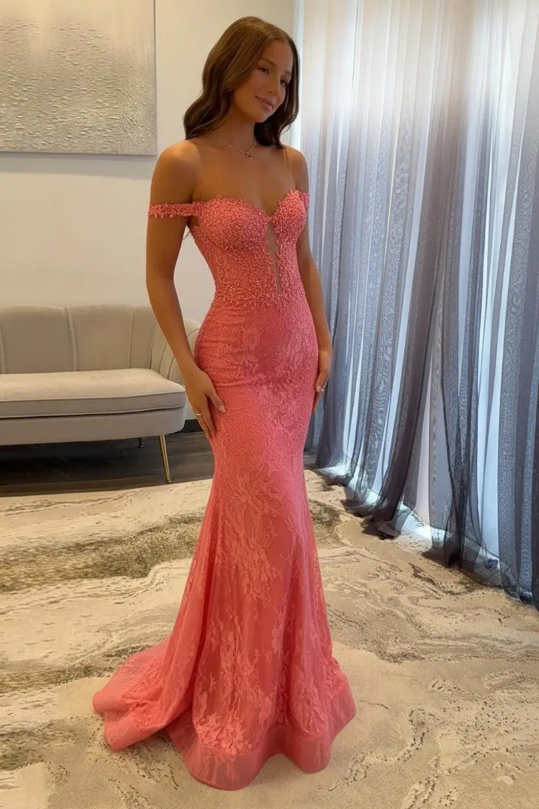 Navy Sweetheart Off the Shoulder Mermaid Long Prom Dress