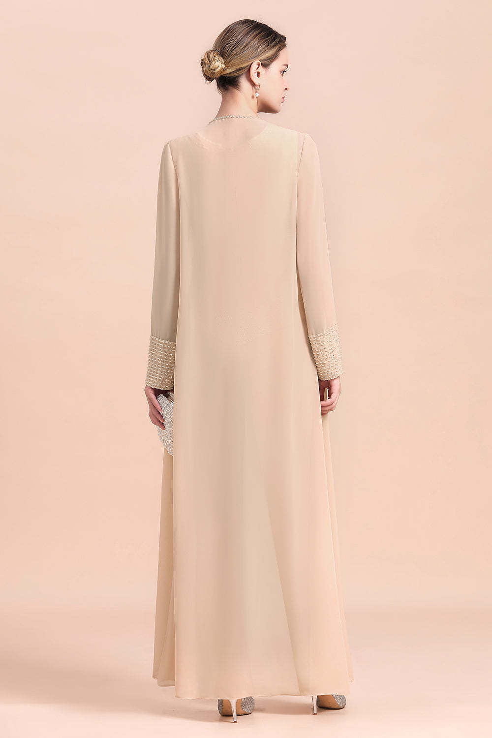 Champagne Long Sleeve Mother Of The Bride Dress Chiffon Jumpsuit Yesbabyonline