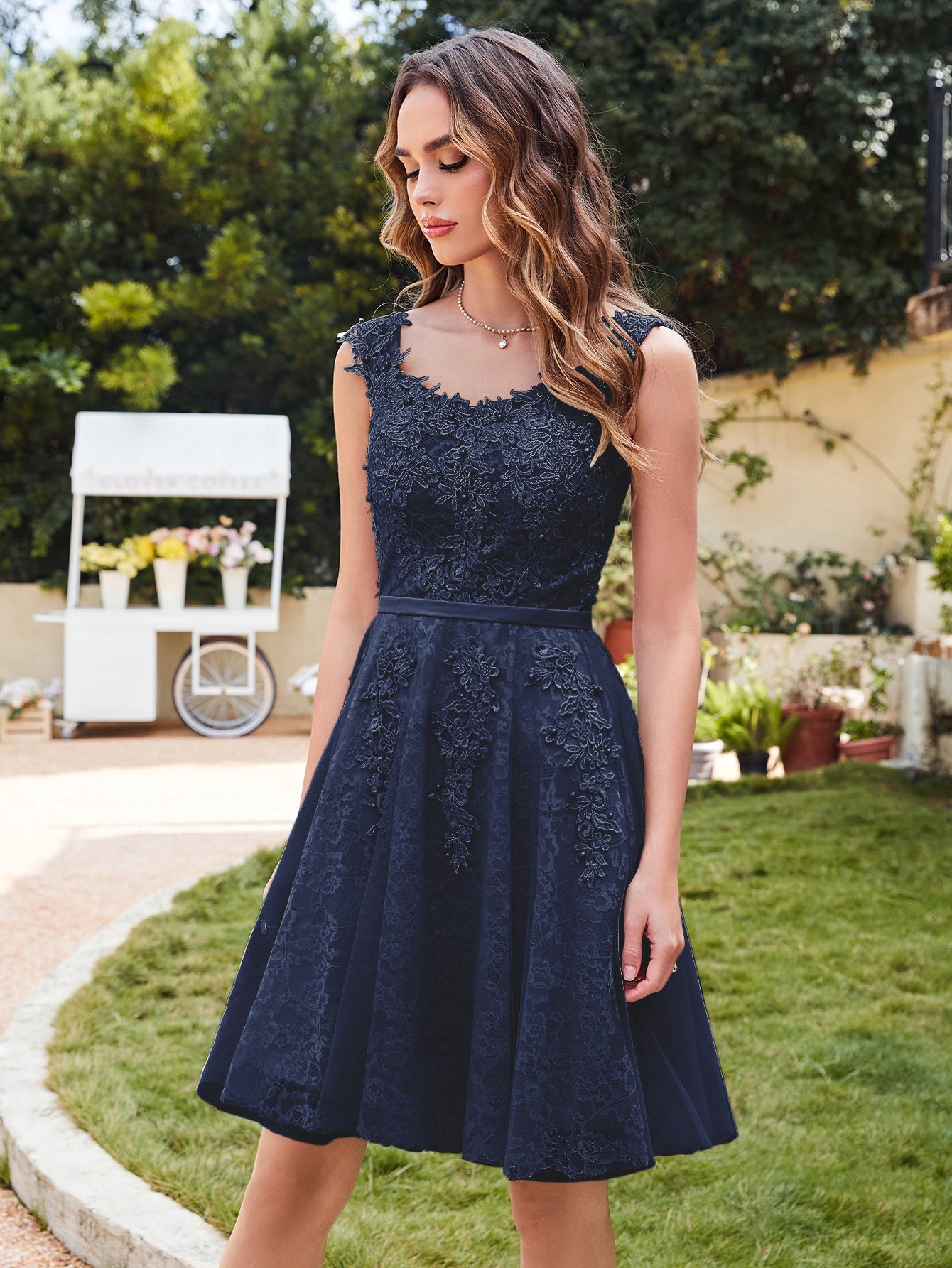 Short Tulle A line Sleeveless Knee Length Homecoming Dress - YESBABYONLINE