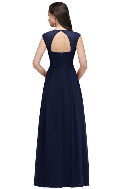 V Neck A Line Off The Shoulder Chiffon Long Bridesmaid Dress - YESBABYONLINE