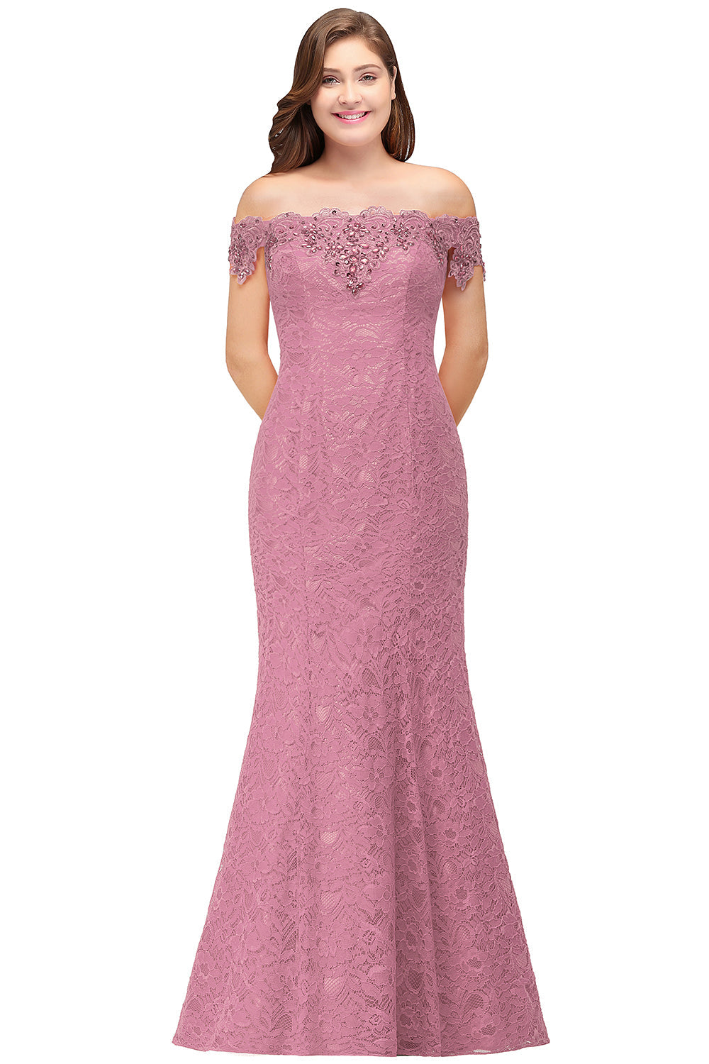 Long Mermaid Off the Shoulder Lace Floor Length Evening Dresses - YESBABYONLINE