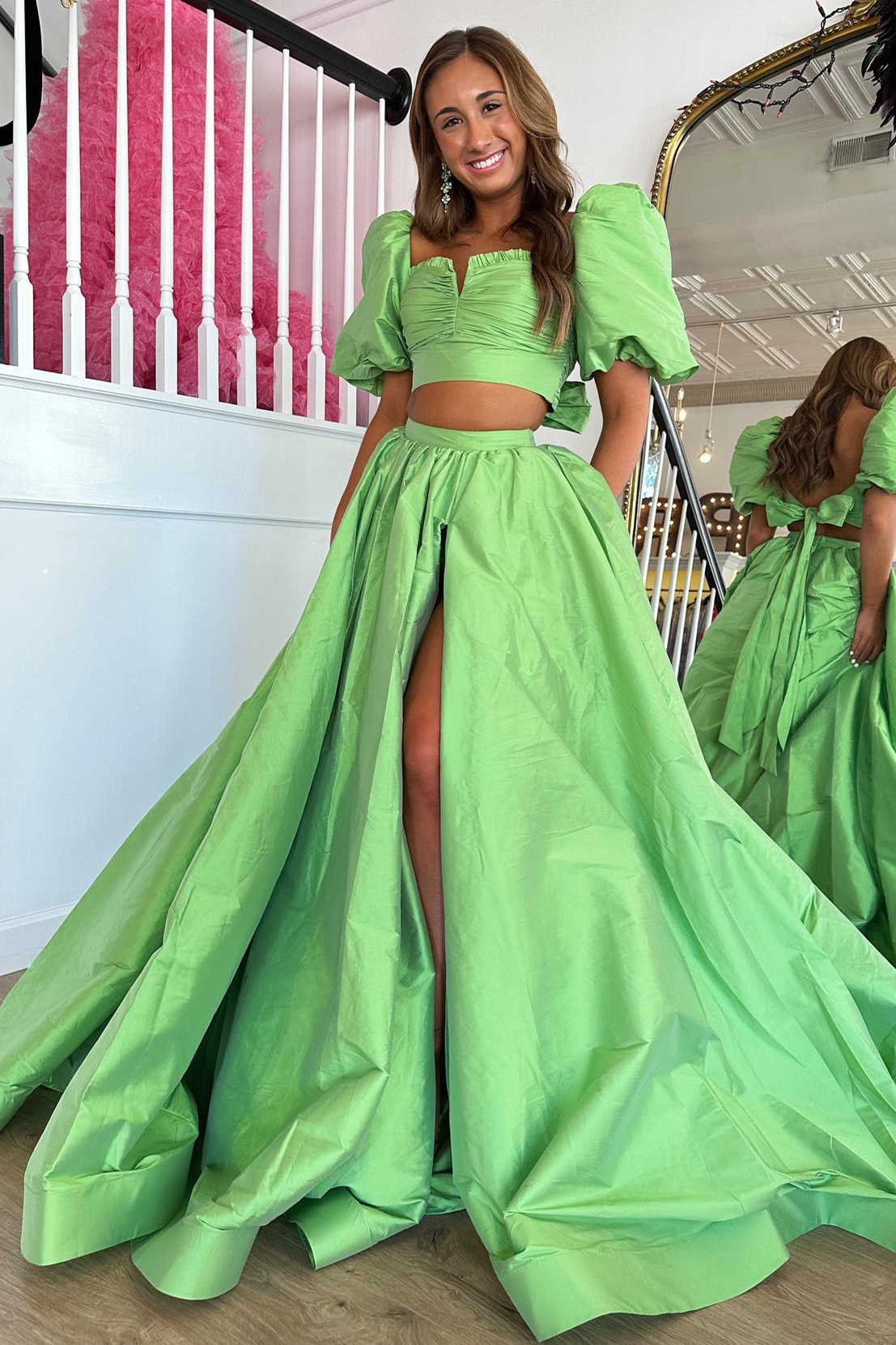navy blue dress for baby girl Modest Blue Two Piece A Line Floor Length Off Shoulder Princess Long Prom  Dresses