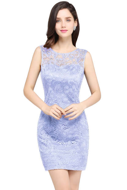 Short Mermaid Scoop Neck Lace Knee Length Formal Dress - YESBABYONLINE