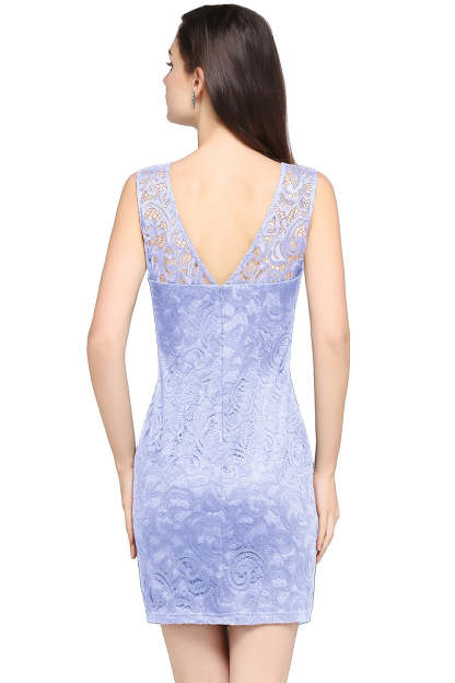 Short Mermaid Scoop Neck Lace Knee Length Formal Dress - YESBABYONLINE