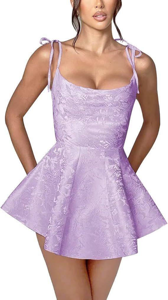A-line Short Spaghetti Straps Satin Sleeveless Homecoming Dress - YESBABYONLINE