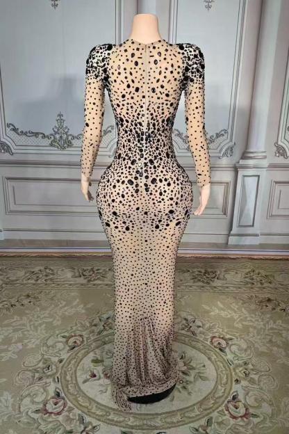 Rhinestones Tulle Long Sleeve Sweetheart Floor-Length Prom Dress Yesbabyonline