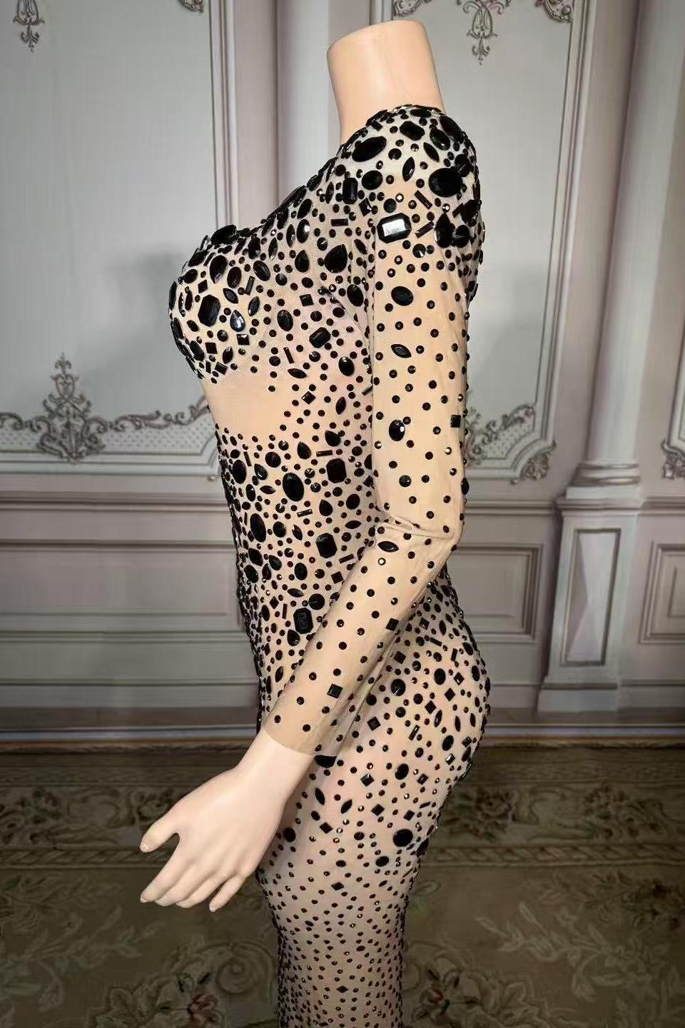 Rhinestones Tulle Long Sleeve Sweetheart Floor-Length Prom Dress Yesbabyonline