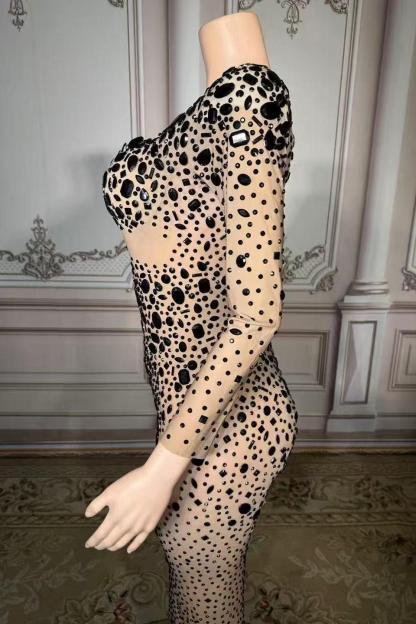Rhinestones Tulle Long Sleeve Sweetheart Floor-Length Prom Dress Yesbabyonline