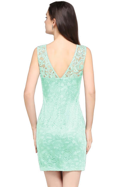 Short Mermaid Scoop Neck Lace Knee Length Formal Dress - YESBABYONLINE