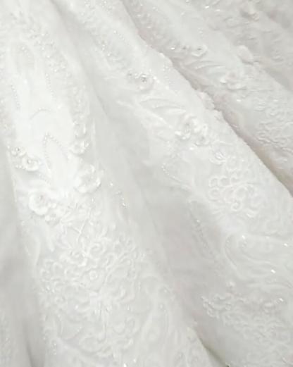 New Arrival Long Mermaid V Neck Beads Wedding Dress Lace Applique