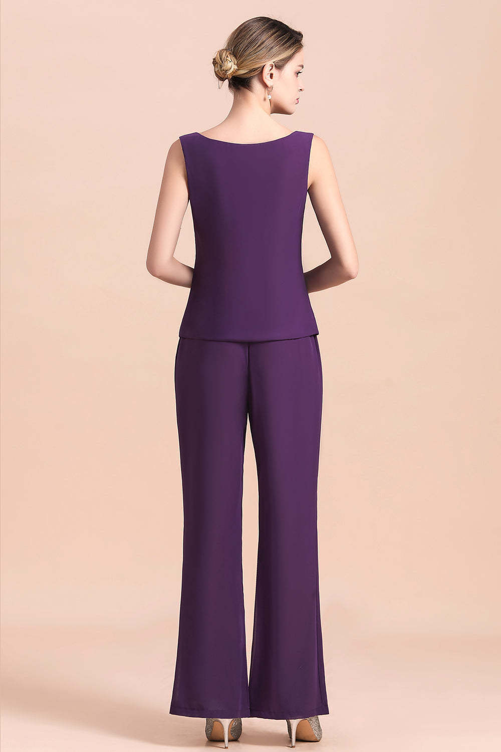 Purple Mother Of The Bride Dress Chiffon Jumpsuit with Jacket Yesbabyonline