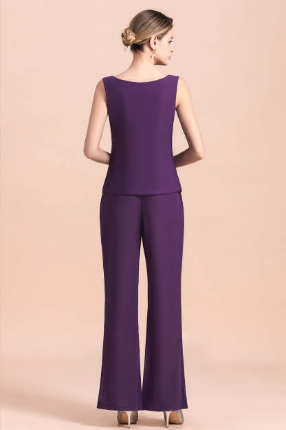Purple Mother Of The Bride Dress Chiffon Jumpsuit with Jacket Yesbabyonline