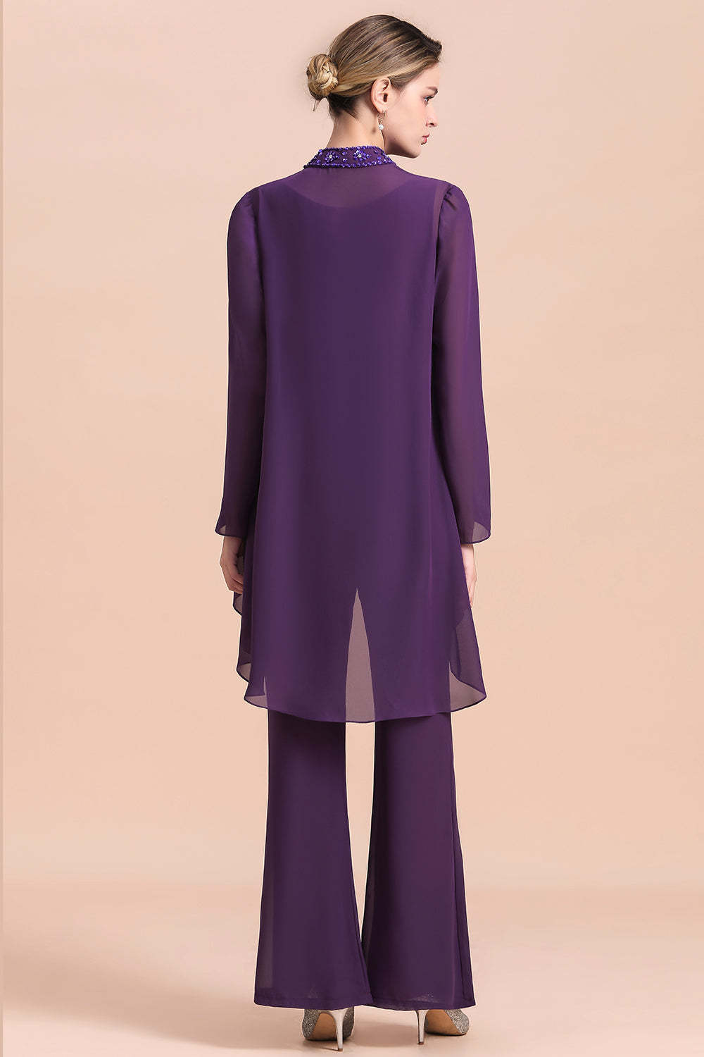 Purple Mother Of The Bride Dress Chiffon Jumpsuit with Jacket Yesbabyonline