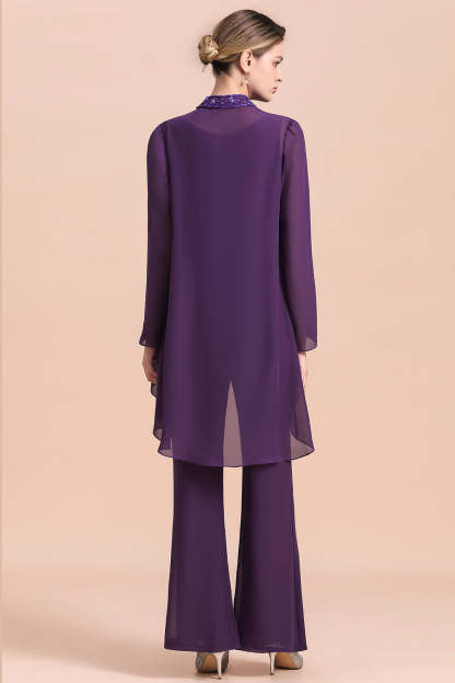 Purple Mother Of The Bride Dress Chiffon Jumpsuit with Jacket Yesbabyonline