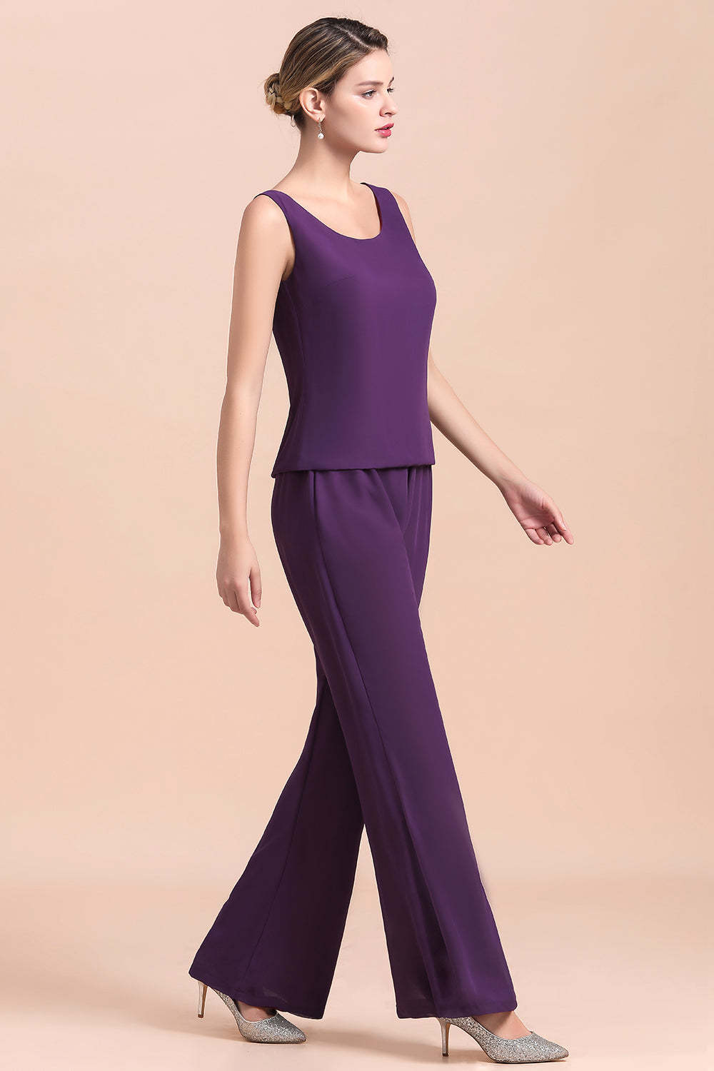 Purple Mother Of The Bride Dress Chiffon Jumpsuit with Jacket Yesbabyonline