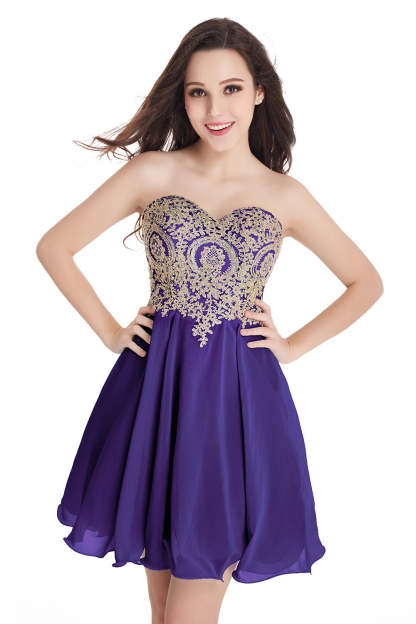 Short A-Line Strapless Chiffon Prom Dresses with Beadings - YESBABYONLINE