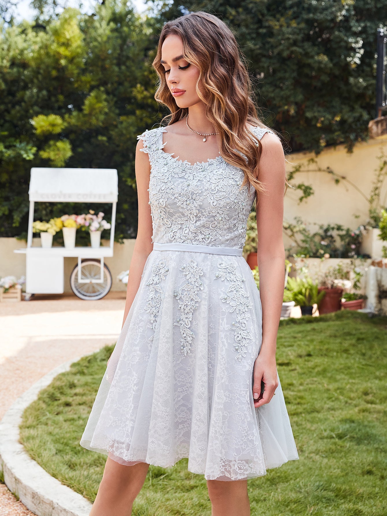 Short Tulle A line Sleeveless Knee Length Homecoming Dress - YESBABYONLINE