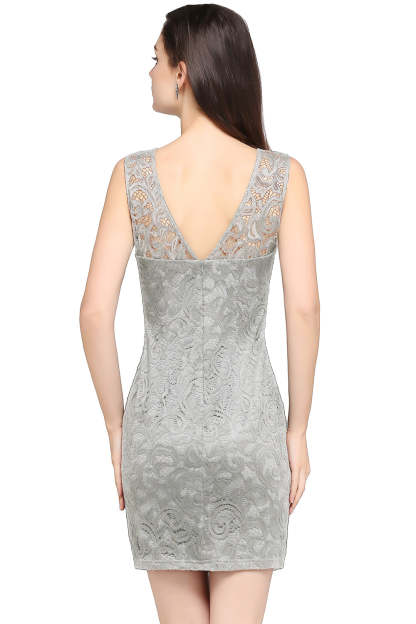 Short Mermaid Scoop Neck Lace Knee Length Formal Dress - YESBABYONLINE