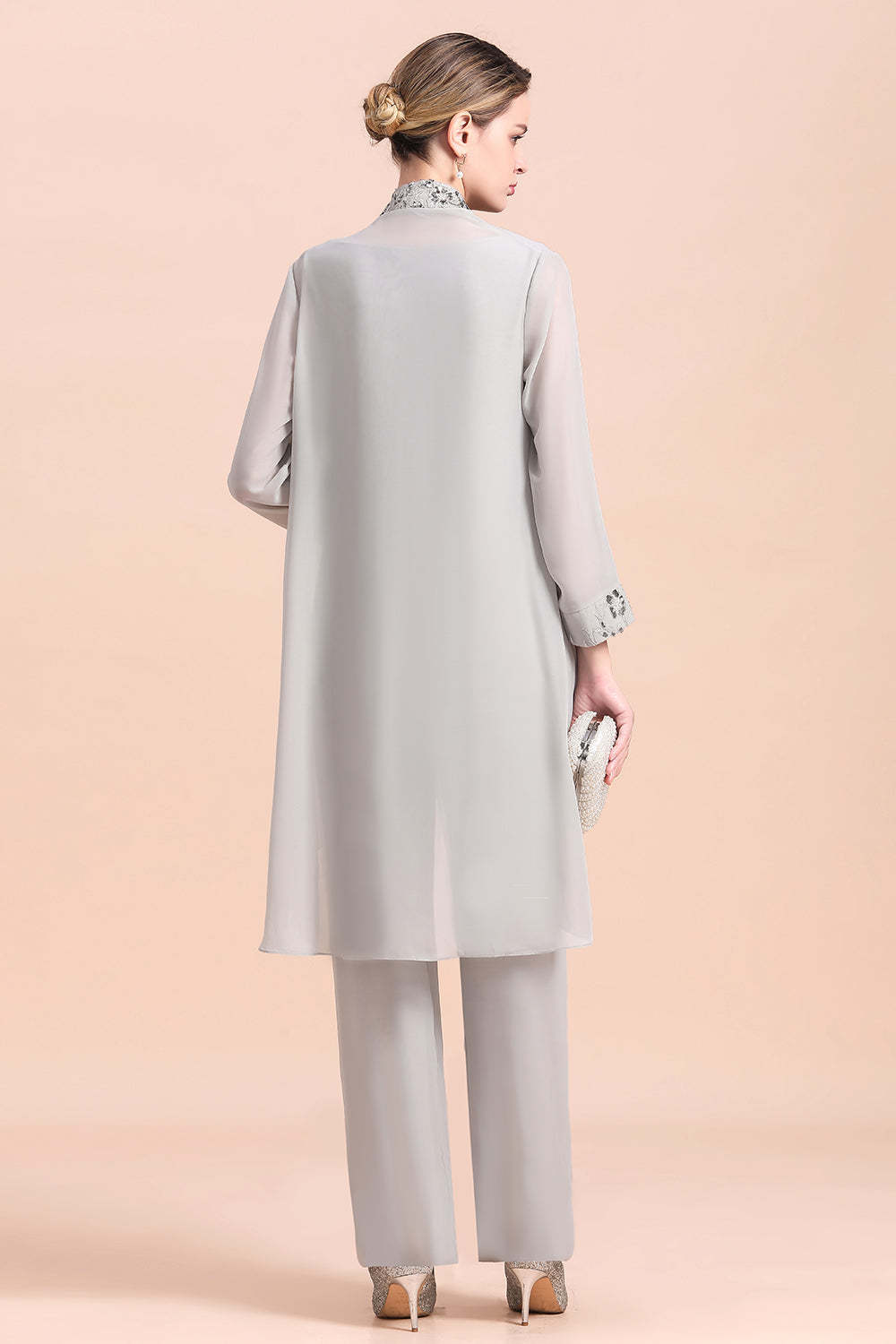 Silver Appliques Lace Mother Of The Bride Dresses Chiffon Jumpsuit Yesbabyonline