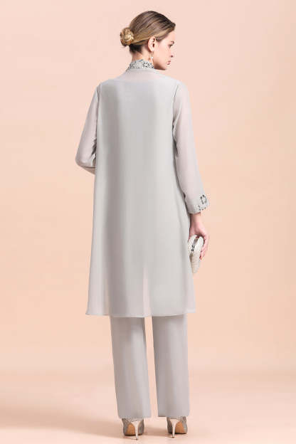 Silver Appliques Lace Mother Of The Bride Dresses Chiffon Jumpsuit Yesbabyonline