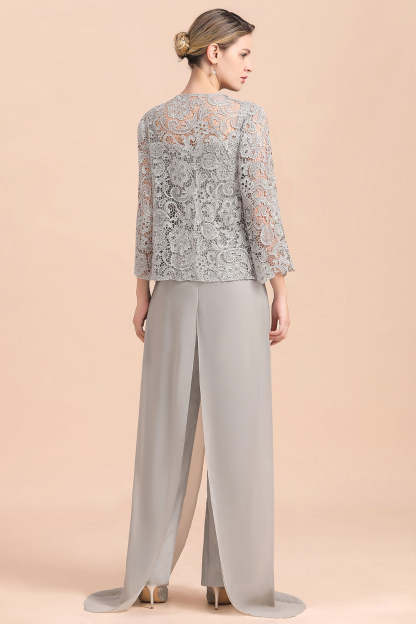Appliques Lace Mother Of The Bride Dress Chiffon Jumpsuit with jacket Yesbabyonline 