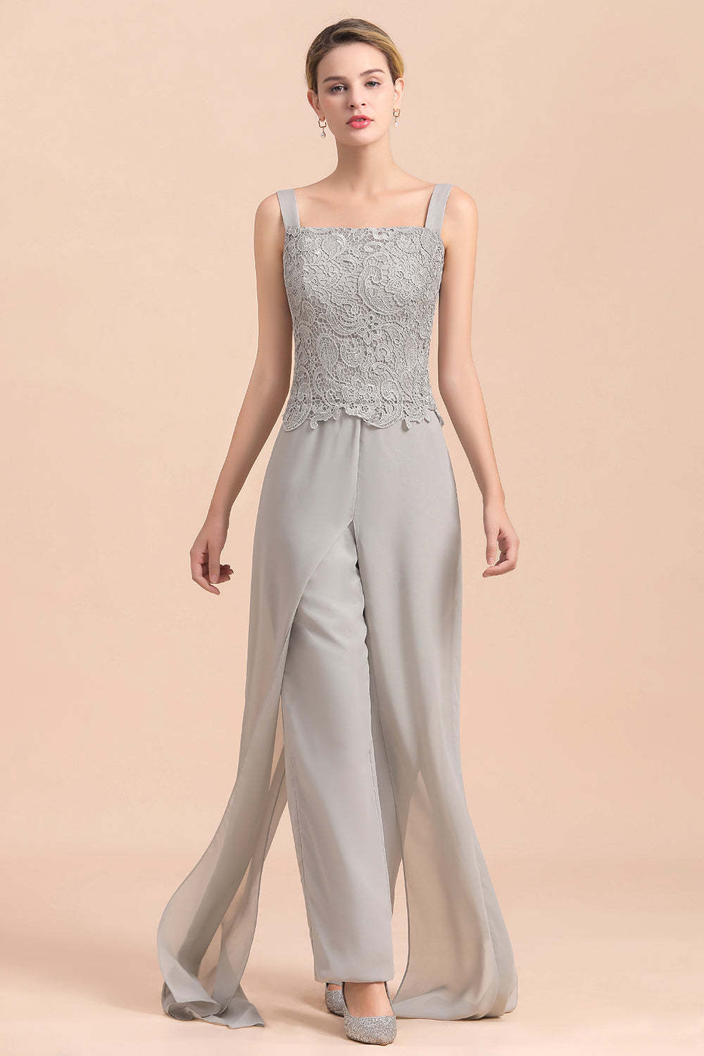 Appliques Lace Mother Of The Bride Dress Chiffon Jumpsuit with jacket Yesbabyonline