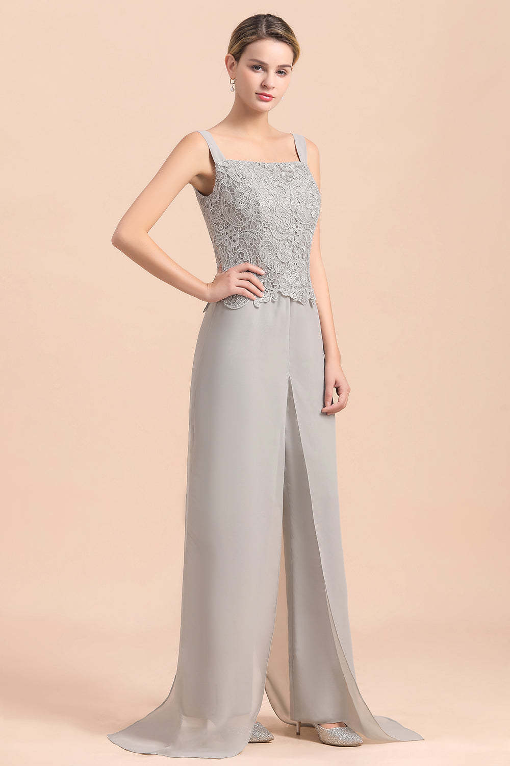 Appliques Lace Mother Of The Bride Dress Chiffon Jumpsuit with jacket Yesbabyonline