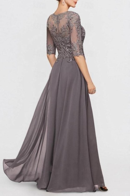Chiffon Half Sleeves Mother of the Bride Dresses Long Jumpsuit with Appliques Lace